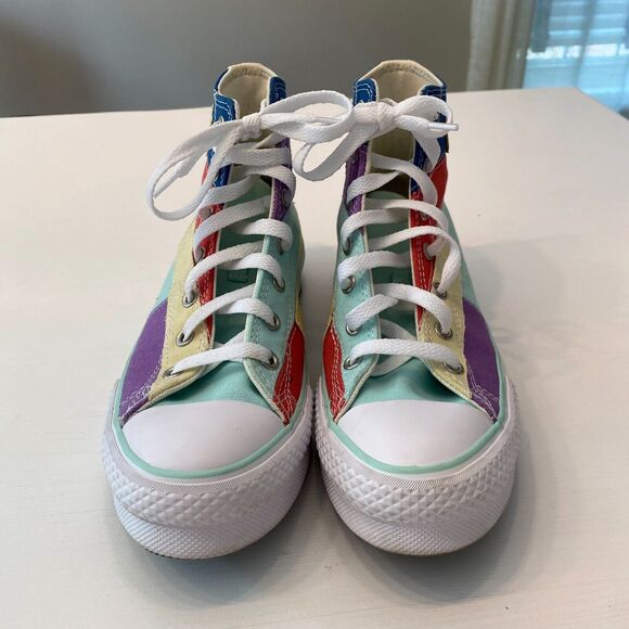 Converse Kids Chuck Taylor Hi‎ Multicolor Color Block Sneakers A02026C US Size 6 - Picture 5 of 11